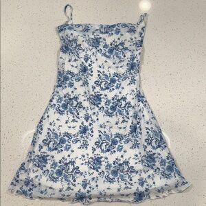 Floral Blue and White Dress